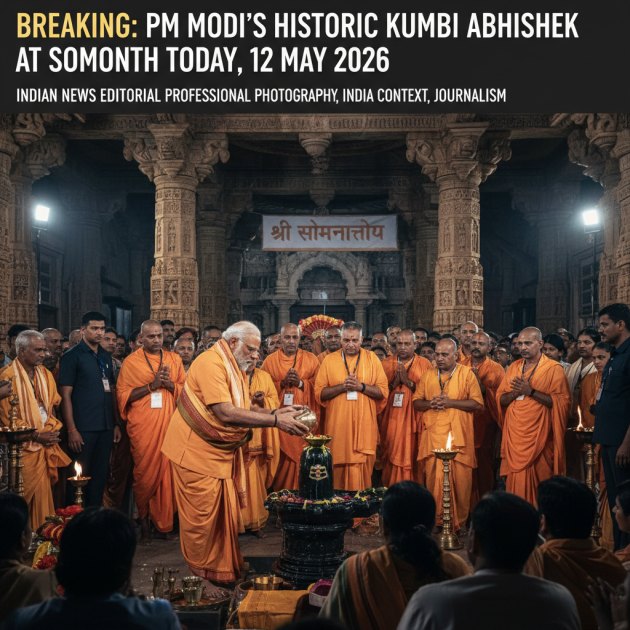 PM Modi's Historic Somnath Kumbh Abhishek Today, 12 May 2026: A Spiritual Milestone — Breaking News — Trend Duniya