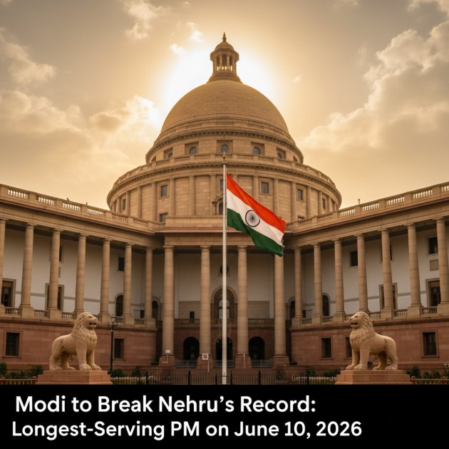 मोदी का नेहरू का रिकॉर्ड तोड़ना: 10 जून 2026 को सबसे लंबे समय तक PM बनने का सफर — Politics &amp; Government — Trend Duniya